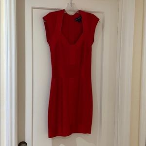 Red banded mini dress
